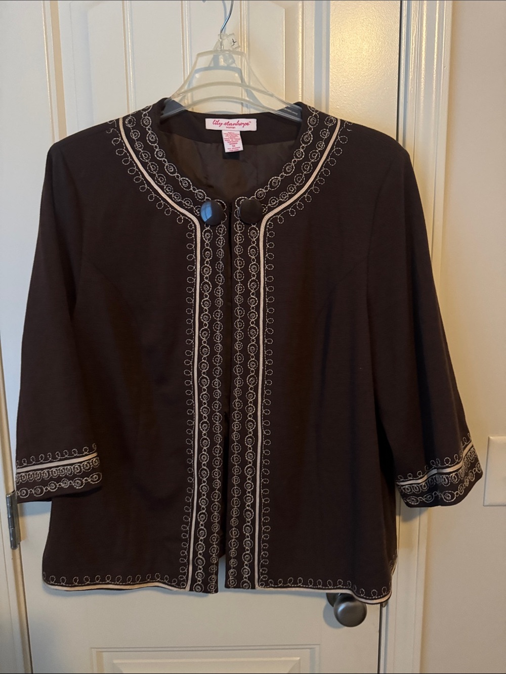 Lily Alexander Black Embroidered Open-Front Jacket